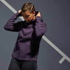 ARTENGO Women's Tennis Sweatshirt SW DRY 900 Dark aubergine -Women Sports Elegant Store k0140dfbc573d76edf769f66b6c6f73e3