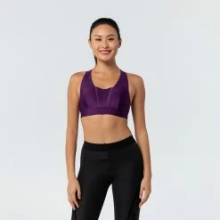 DOMYOS Women's Fitness Cardio Training Sports Bra 500 Eggplant