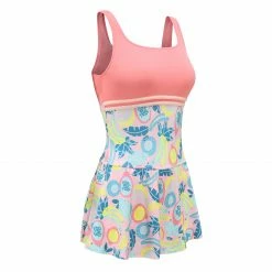 NABAIJI Women's Swimming One-Piece Shorty Swimsuit HEVA-L SKIRT ALL FRUTS PINK/Bubblegum /Fluo pale peach