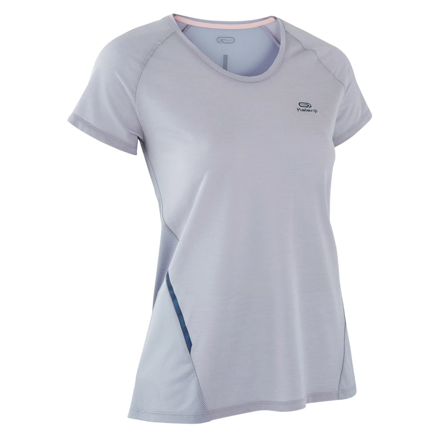 KALENJI WOMEN'S RUN LIGHT T-SHIRT Light grey/PURPLE 1 KALENJI WOMEN'S RUN LIGHT T-SHIRT Light grey/PURPLE
