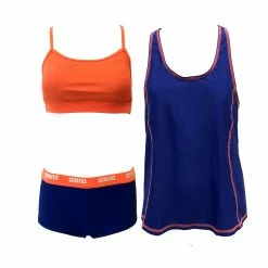 ARENA arena LADIES SWIMWEAR LOGO TAPE BRA TOP 3 PIECES WITH COVER UP Navy blue