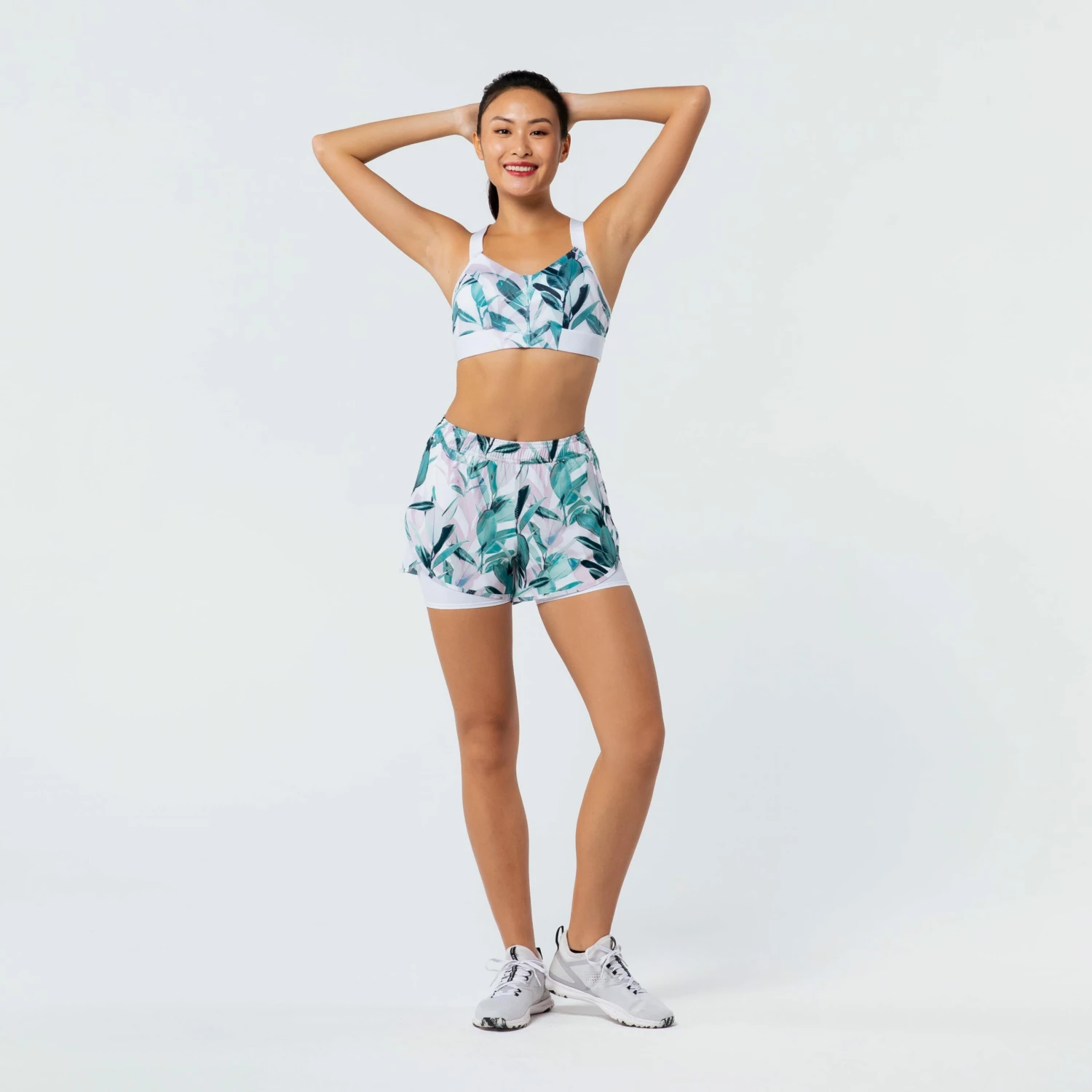 DOMYOS Women's Fitness Cardio Training Sports Bra 500 Snow white/Fluo pale peach 8 DOMYOS Women's Fitness Cardio Training Sports Bra 500 Snow white/Fluo pale peach - Image 8