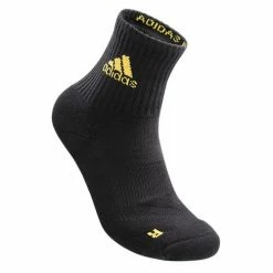 ADIDAS wucht P3 Badminton Socks Mid Cut Black with Solar Gold Size 1 WHITE