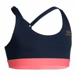 KALENJI AT 500 Girl's sports bra Navy blue