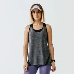 KALENJI Women's Running Tank Top Run Light Carbon grey