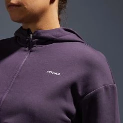 ARTENGO Women's Tennis Sweatshirt SW DRY 900 Dark aubergine -Women Sports Elegant Store k16d77156209c41e63ad8a8e40cbafd3e