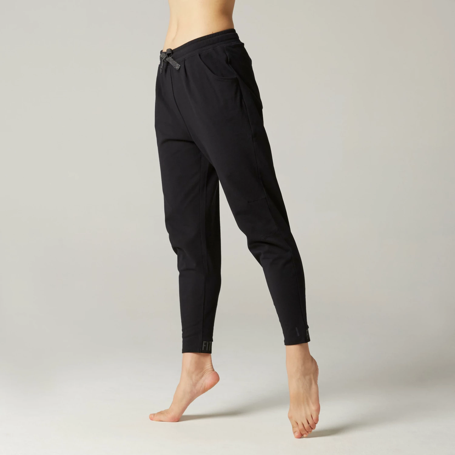 NYAMBA Women's Pilates & Gentle Gym Bottoms 500 BLACK 2 NYAMBA Women's Pilates & Gentle Gym Bottoms 500 BLACK - Image 2