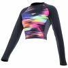 SPEEDO DELUXE PRINTED LADIES' LONG SLEEVE CROPPED RASHGUARD BLACK