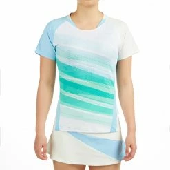 PERFLY T-SHIRT 560 W WHITE GREEN BLUE Snow white/Light sky blue -Women Sports Elegant Store k23a02fcdf95e0267ecbe427ccbf58dd8