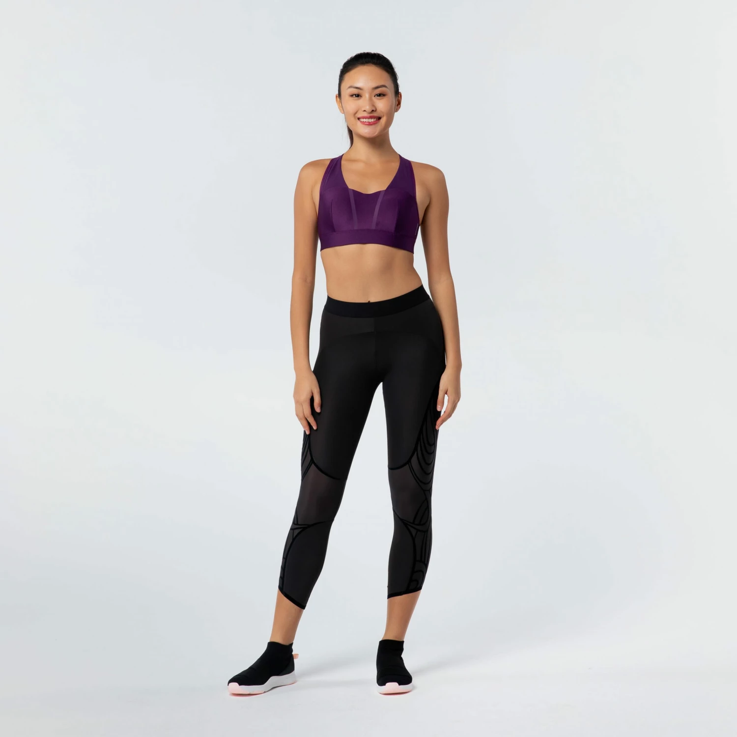 DOMYOS Women's Fitness Cardio Training Sports Bra 500 Eggplant 7 DOMYOS Women's Fitness Cardio Training Sports Bra 500 Eggplant - Image 7