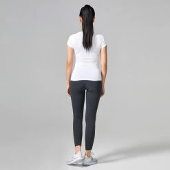 NYAMBA 500 Slim-Fit Women's Pilates & Gentle Gym T-Shirt GREY BLUE -Women Sports Elegant Store k23e93e74af224c2860acb751fa95809c