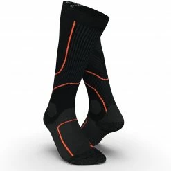 KIPRUN RUNNING COMPRESSION SOCKS BLACK/Fluo blood orange