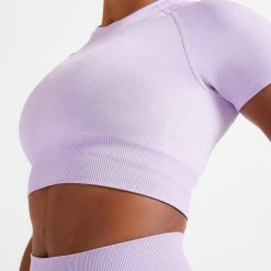 DOMYOS Short-Sleeved Cropped Seamless Fitness T-Shirt Neon lavender/Iced coffee 9 DOMYOS Short-Sleeved Cropped Seamless Fitness T-Shirt Neon lavender/Iced coffee -Women Sports Elegant Store k353ddf5a296129ea1cabbe4697dfdec5