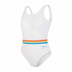SPEEDO LADIES RAINBOW 1PC SWIMSUIT WHITE