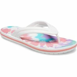 CROCS Crocband Tie Dye Flip (Ladies) Fresco/Multi WHITE