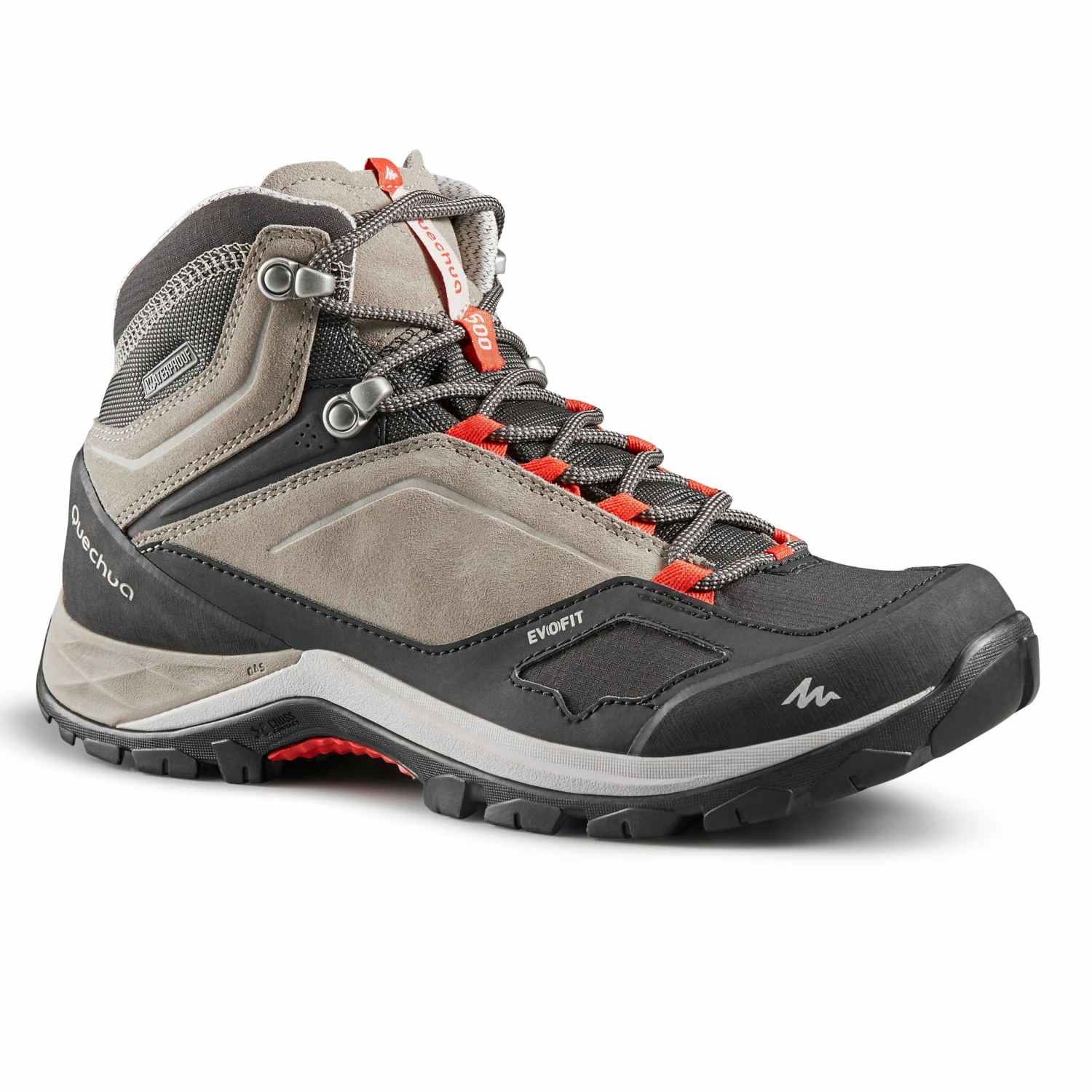 QUECHUA WATERPROOF MOUNTAIN HIKING SHOES Iced coffee/Coral red 2 QUECHUA WATERPROOF MOUNTAIN HIKING SHOES Iced coffee/Coral red - Image 2