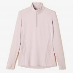 KALENJI Run Dry + Women's Running Long-Sleeved Zip Tee-Shirt PINK -Women Sports Elegant Store k41aeb55bb51641f9552d783775650620