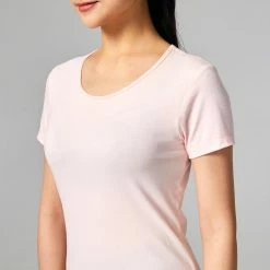 DOMYOS Women's Pilates & Gentle Gym 100% Cotton T-Shirt Desert rose -Women Sports Elegant Store k4a4fba55c5792f0b3967aef1130585cf