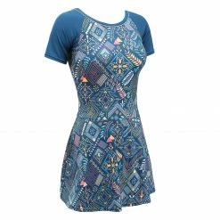 Women Sports Elegant Store 35 NABAIJI Women's short-sleeved one-piece UNA All Lejo Blue Turquoise green/Navy blue