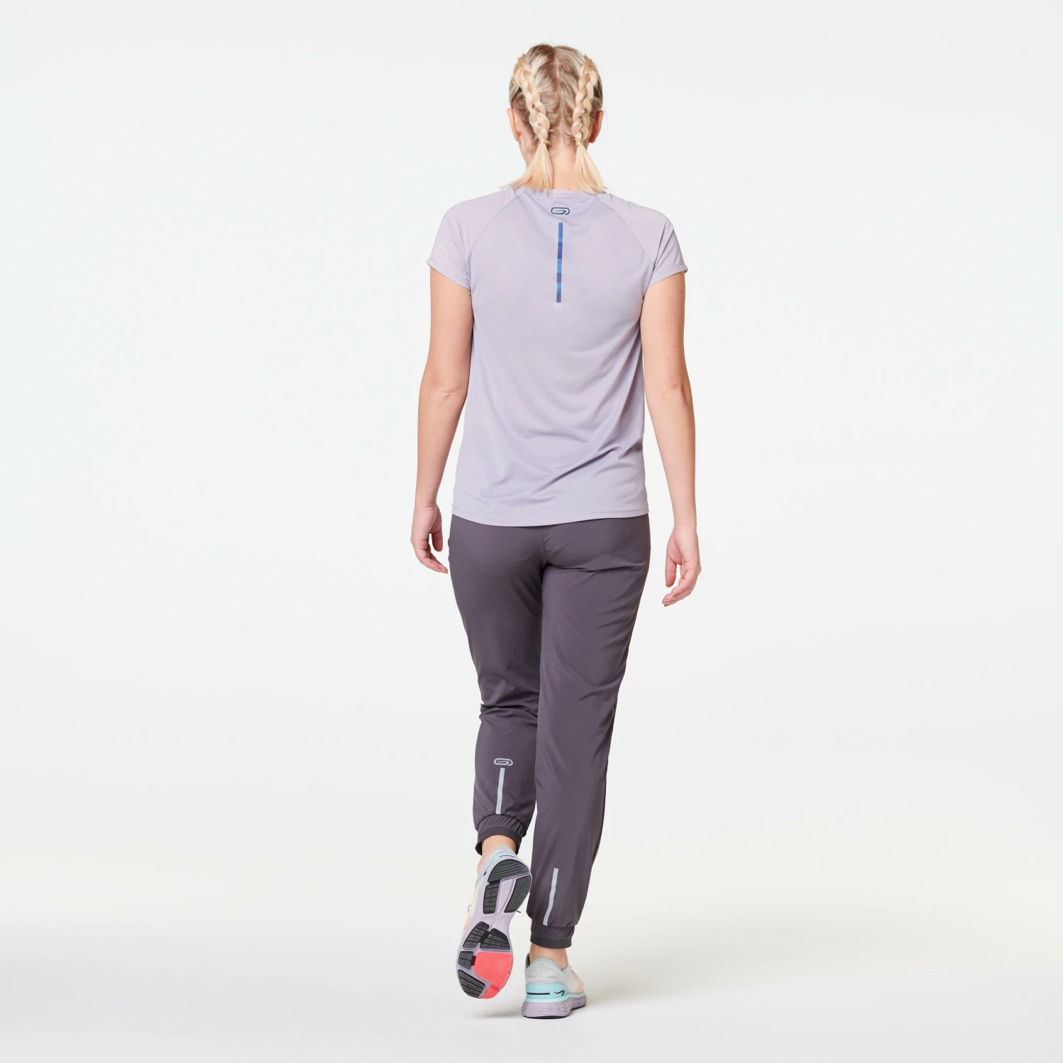 KALENJI WOMEN'S RUN LIGHT T-SHIRT Light grey/PURPLE 6 KALENJI WOMEN'S RUN LIGHT T-SHIRT Light grey/PURPLE - Image 6