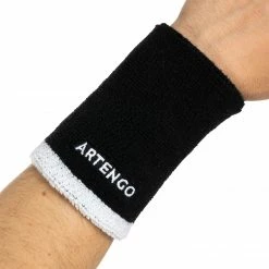 ARTENGO TP 100 XL Tennis Wristband BLACK/Snow white -Women Sports Elegant Store k5f0ba55b2b8ff4c61f1aea8d5fa0d4c4