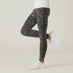 NYAMBA Stretchy High-Waisted Cotton Fitness Leggings GREY
