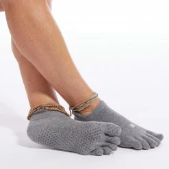 KIMJALY Non-Slip Yoga Toe Socks GREY BLUE