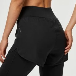 DOMYOS Fitness 2-in-1 Leggings / Shorts BLACK -Women Sports Elegant Store k615377082e2a946893b8ee0f60a3eade