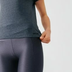 KALENJI Women's Running Breathable T-Shirt Soft Carbon grey -Women Sports Elegant Store k64a2cb8a7639b5479c911121323ac6db