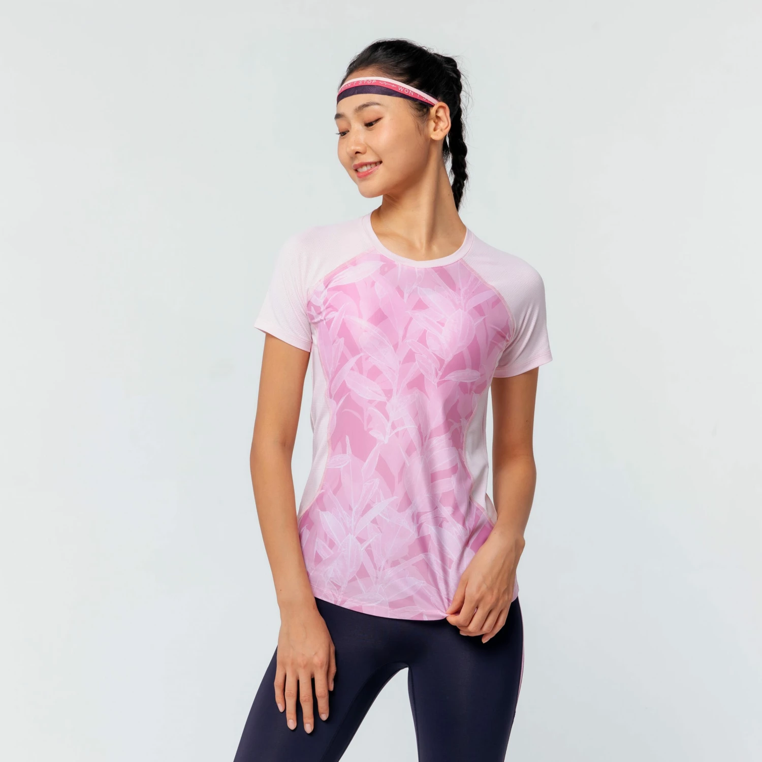 DOMYOS Women's Fitness Cardio Training T-Shirt 500 Begonia pink/Candyfloss 6 DOMYOS Women's Fitness Cardio Training T-Shirt 500 Begonia pink/Candyfloss - Image 6