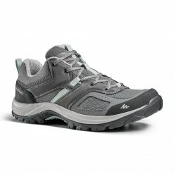 QUECHUA MOUNTAIN HIKING SHOES Pewter/GREEN