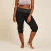 KIMJALY Women's Organic Cotton Gentle Yoga Cropped Bottoms BLACK/DARK GREY