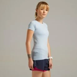 KIPRUN KIPRUN SKINCARE BREATHABLE WOMEN'S RUNNING T-SHIRT Faded denim/Foggy blue -Women Sports Elegant Store k6df9c0bcdad20dd108b2f1f6f82e4a55