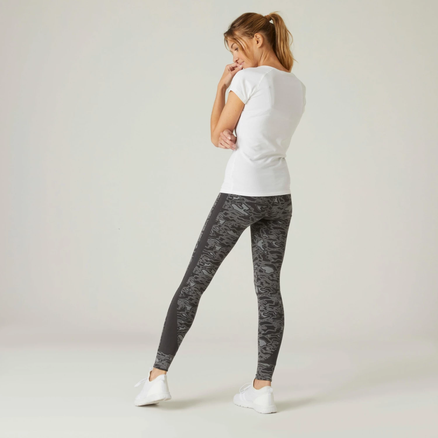 NYAMBA Stretchy High-Waisted Cotton Fitness Leggings GREY 2 NYAMBA Stretchy High-Waisted Cotton Fitness Leggings GREY - Image 2