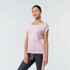 DOMYOS Loose Fitness T-Shirt GREY/BLACK