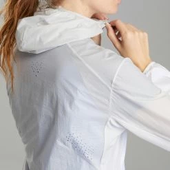 QUECHUA Women's Fast Hiking Windproof Jacket FH500 Helium Wind WHITE/Lunar grey/Turquoise -Women Sports Elegant Store k72ac441f48922662ea5cde3325033645