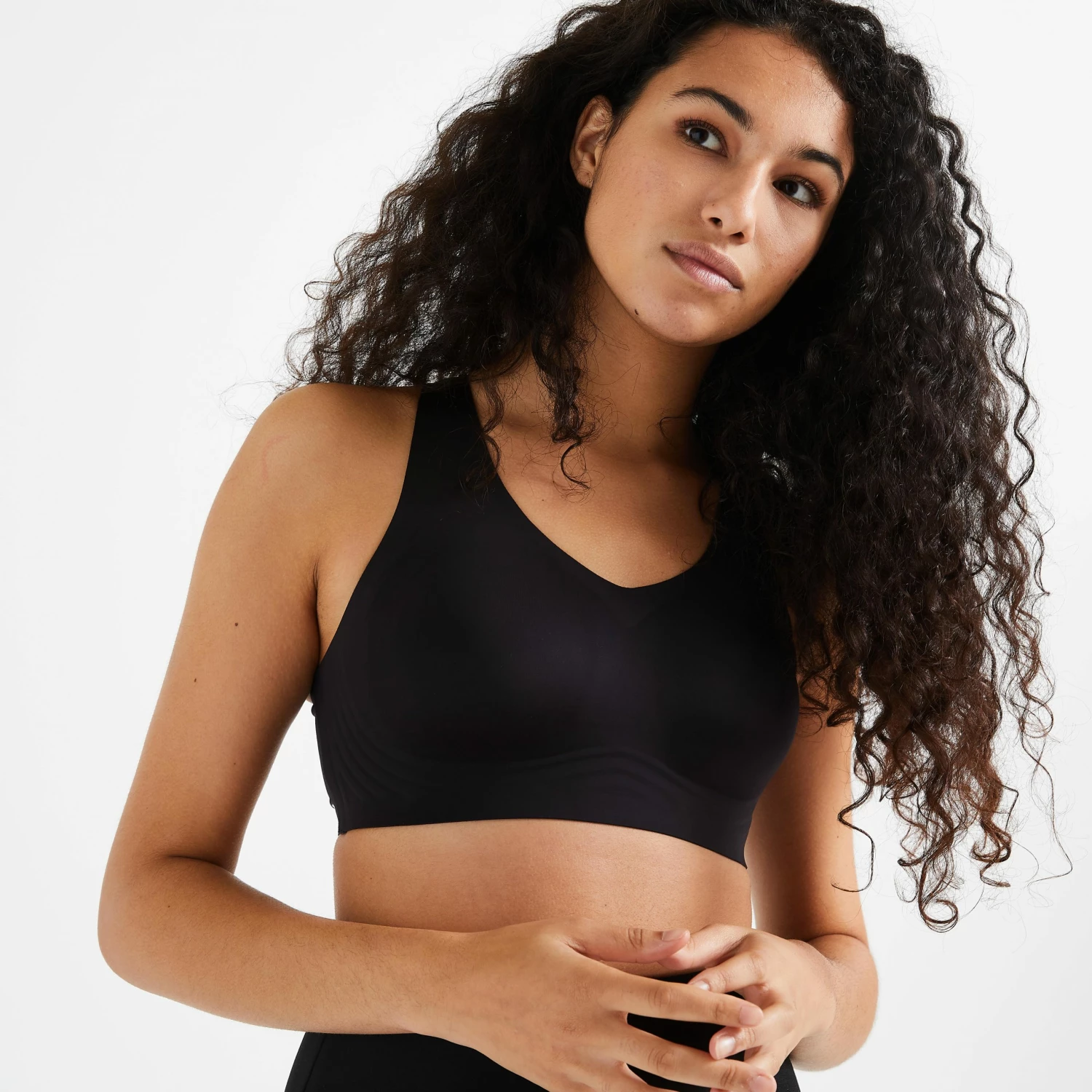 DOMYOS Light Support Close-Fitting Fitness Bra 160 BLACK 1 DOMYOS Light Support Close-Fitting Fitness Bra 160 BLACK