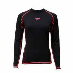 Women Sports Elegant Store 26 SPEEDO ESSENTIAL LADIES' LONG SLEEVE THERMAL RASHGUARD BLACK/RED