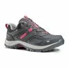 QUECHUA WATERPROOF MOUNTAIN HIKING SHOES Carbon grey/OLD PINK
