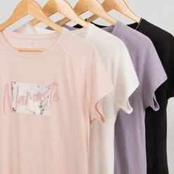 KIMJALY Women's Short-Sleeved Gentle Yoga T-Shirt PINK -Women Sports Elegant Store k7c89fdda33481f08322d0b3a9691a0bf