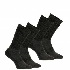 QUECHUA Adult's warm mid-height hiking socks DARK GREY