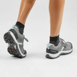 QUECHUA MOUNTAIN HIKING SHOES Pewter/GREEN -Women Sports Elegant Store k817ec816be78f712c901394825b23a5c