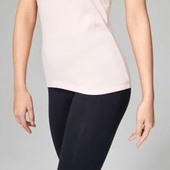 DOMYOS Women's Pilates & Gentle Gym 100% Cotton T-Shirt Desert rose -Women Sports Elegant Store k84c19ac6ac9ceffa8f1253fb8e5eb2a7