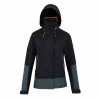 TRIBORD Women's sailing waterproof jacket SAILING 300 Asphalt blue/Storm grey/Fluo coral orange
