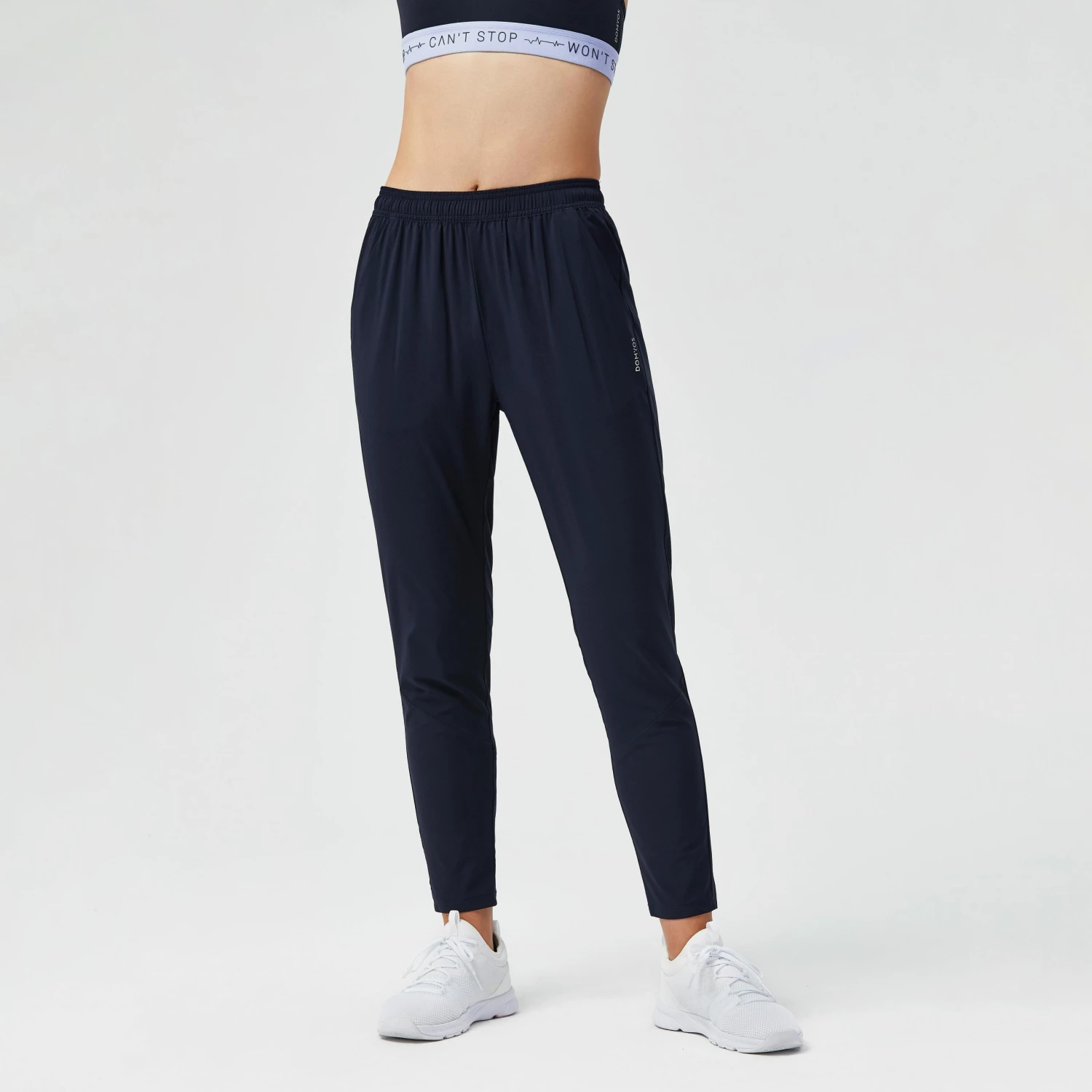 DOMYOS Women's Fitness Cardio Training Bottoms 100 Asphalt blue 5 DOMYOS Women's Fitness Cardio Training Bottoms 100 Asphalt blue - Image 5