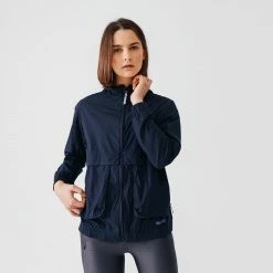 KALENJI Women's Running Windproof Jacket Wind Breath DARK BLUE/LIGHT BLUE/BLUE
