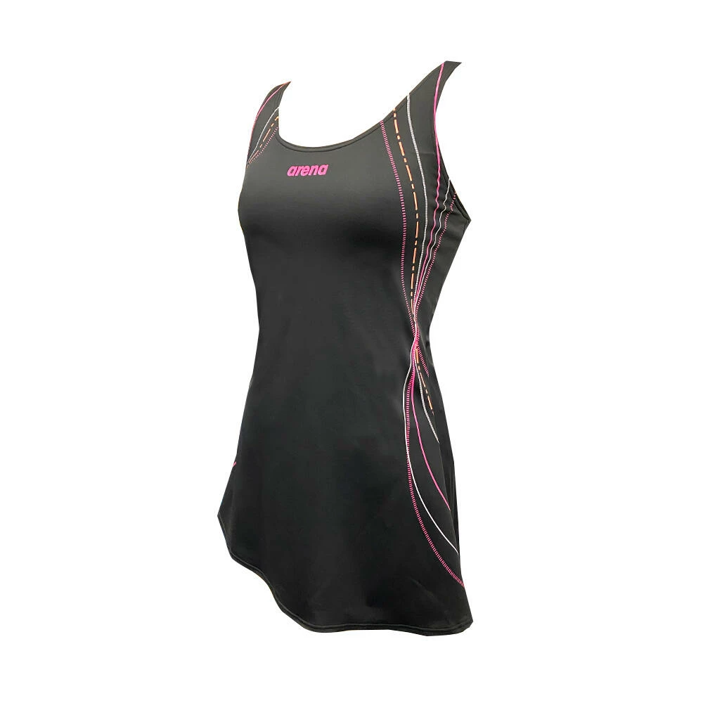 ARENA arena LADIES SWIMWEAR SLIM CURVE AQSLIM ONE PIECE DRESS BLACK 1 ARENA arena LADIES SWIMWEAR SLIM CURVE AQSLIM ONE PIECE DRESS BLACK