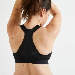 DOMYOS 920 Women's Fitness Cardio Training Sports Bra BLACK -Women Sports Elegant Store k8d52fe4f0bc0d89b22098d526155c999