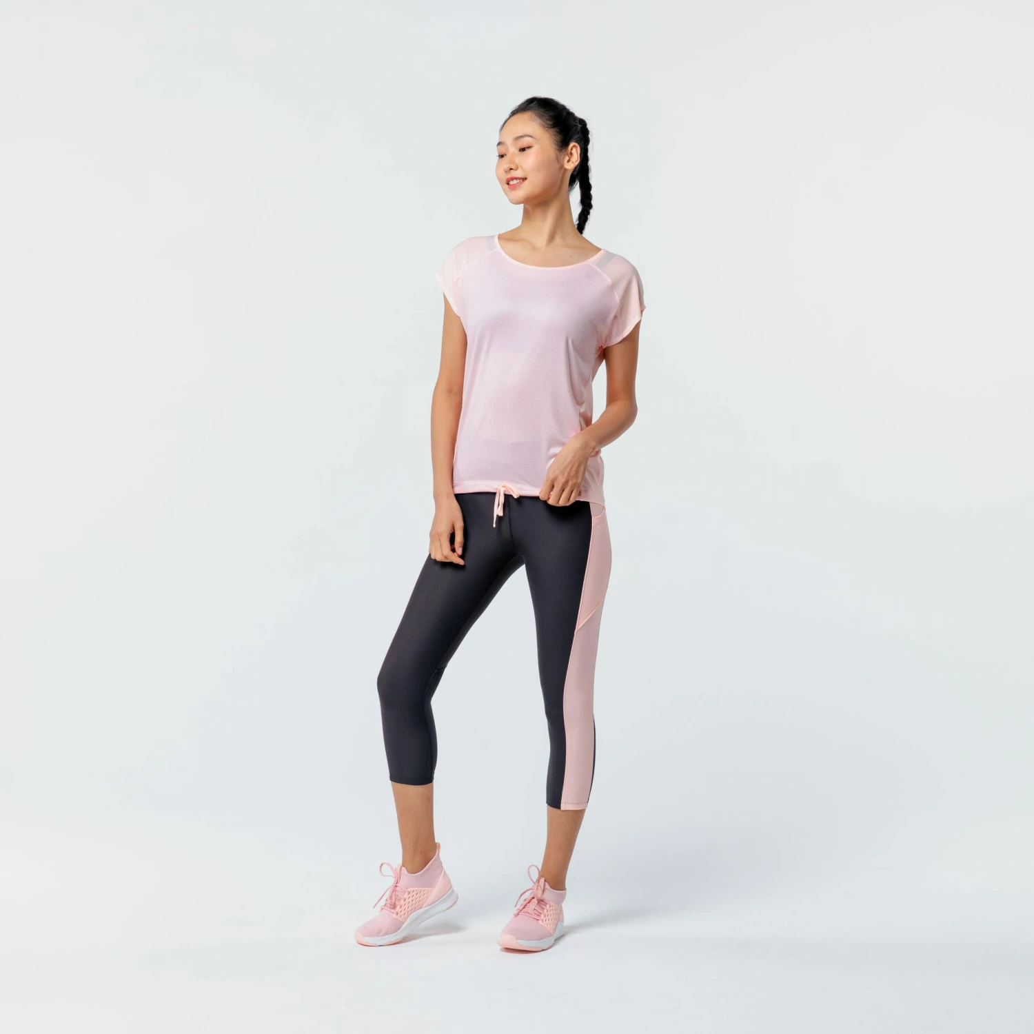 DOMYOS Loose Fitness T-Shirt GREY/BLACK 4 DOMYOS Loose Fitness T-Shirt GREY/BLACK - Image 4