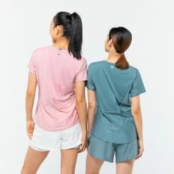 DOMYOS Close-Fitting Fitness T-Shirt Frozen cedar/MULTI-COLOUR -Women Sports Elegant Store k91ee0e37c1d04070c9c040049f8eeba0